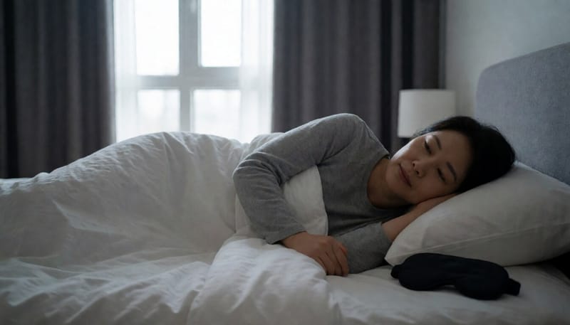 낮 시간 암막커튼을 치고 수면을 취하는 모습
