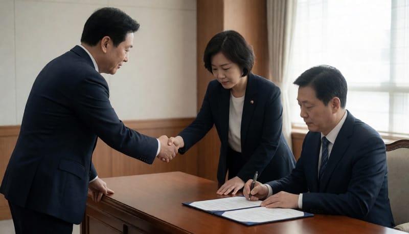 질병관리청과 국립중앙의료원 관계자들이 업무협약서에 서명하는 모습