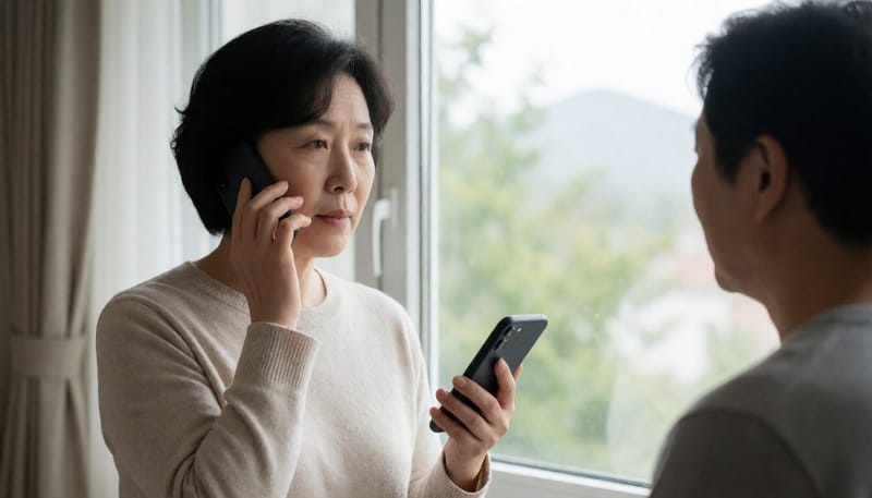 장애인학대 의심 시 신고전화를 거는 모습