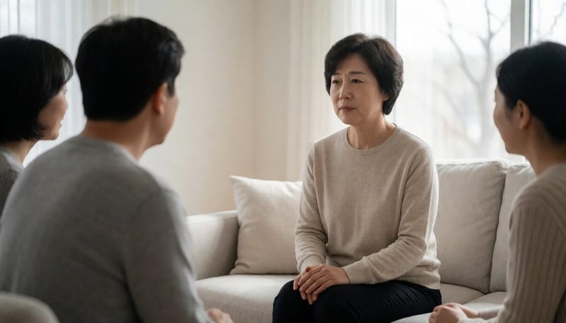 배를 움켜쥐고 통증을 호소하는 여성의 모습