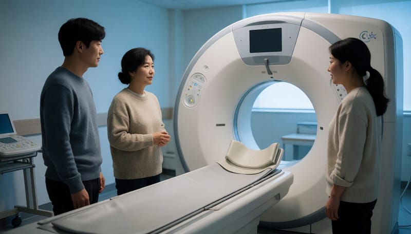 병원 영상의학과에 설치된 컴퓨터단층촬영 CT 장비 촬영실 전경