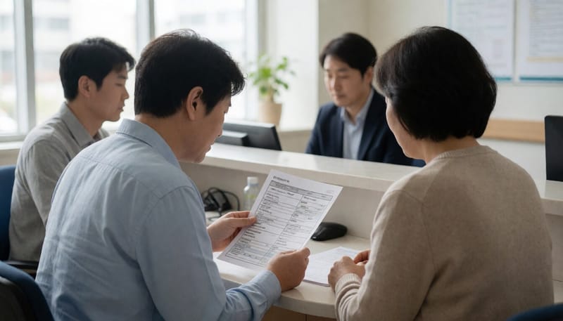환자가 진료비 세부내역서를 확인하는 모습