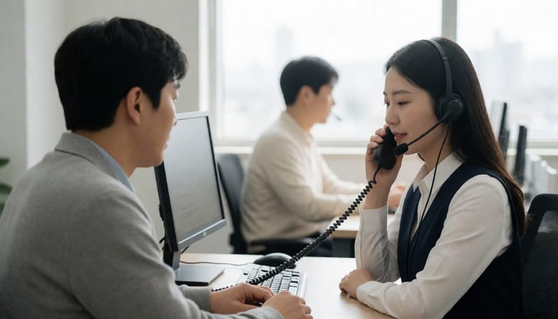 제보 전화를 받는 상담원의 모습