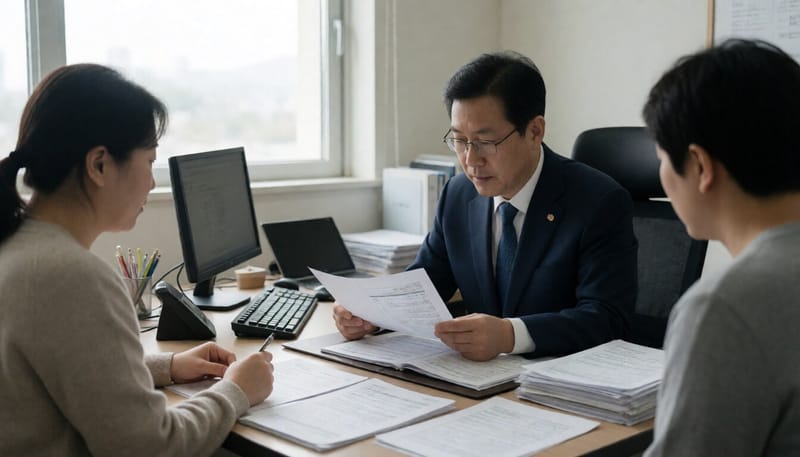 보건복지부 관계자가 의료기관 관련 서류를 검토하는 모습