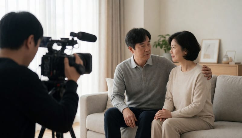 우울증을 겪는 아내를 소재로 한 숏드라마 촬영 현장