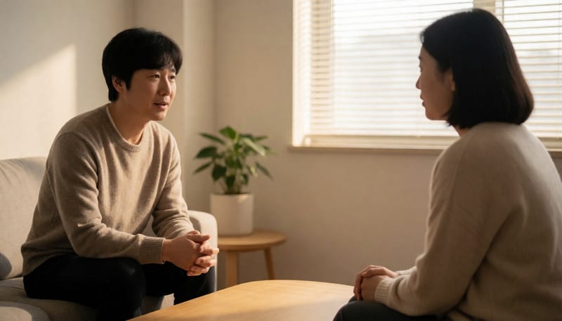 정신건강복지센터에서 상담을 받는 모습