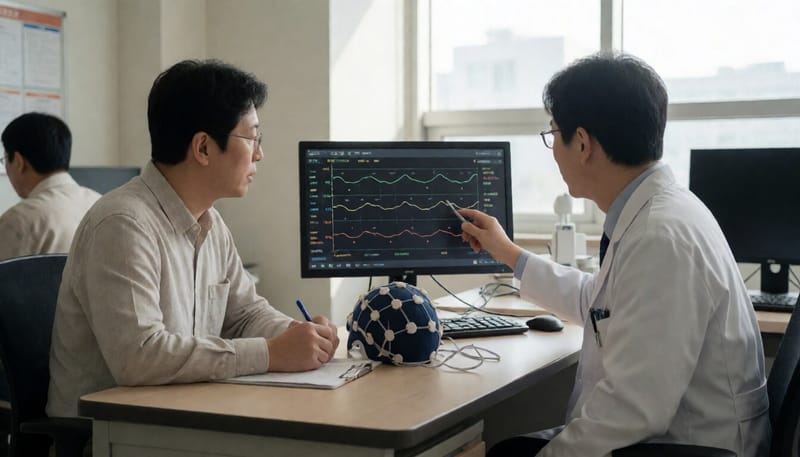 뇌파 신호를 분석하는 연구진의 모습