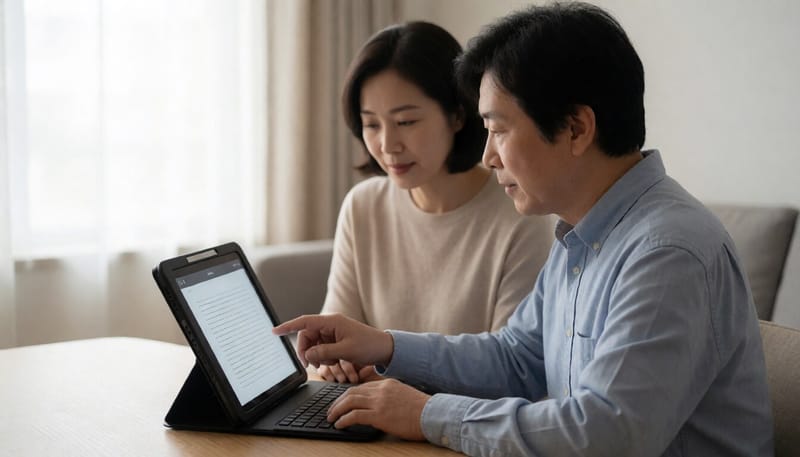 보완대체의사소통 기기를 사용하는 환자의 모습