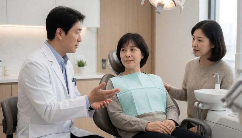 치과에서 진료 상담을 받는 환자