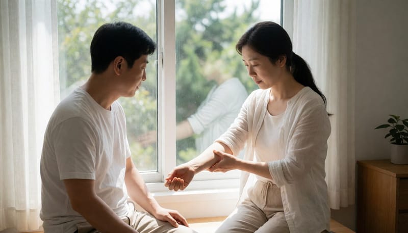 여름철 팔에 두드러기가 올라와 긁고 있는 여성의 모습