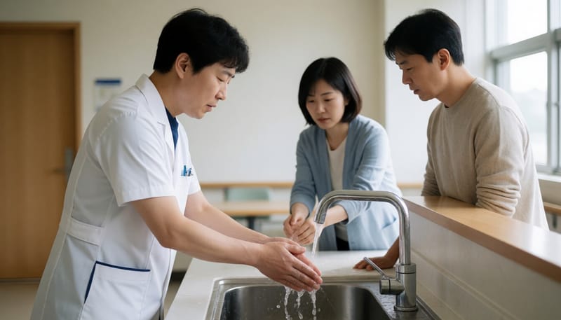 올바른 손 씻기를 실천하는 모습
