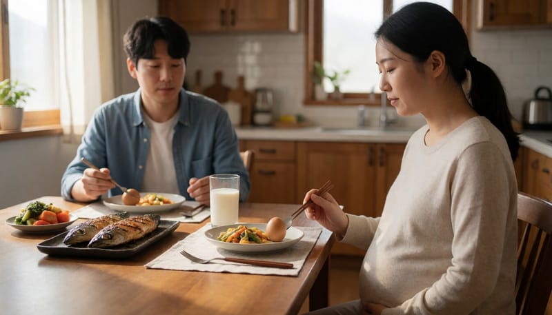 고등어와 달걀 등 비타민D가 풍부한 식탁 차림
