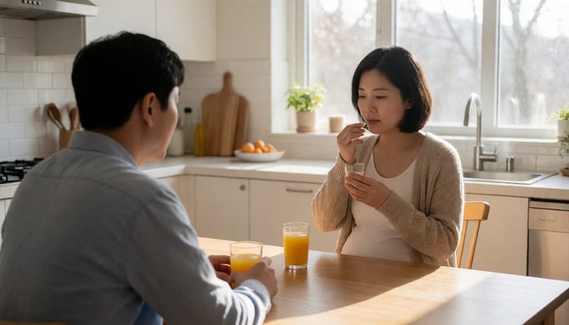 주스와 함께 철분제를 복용하는 임신부