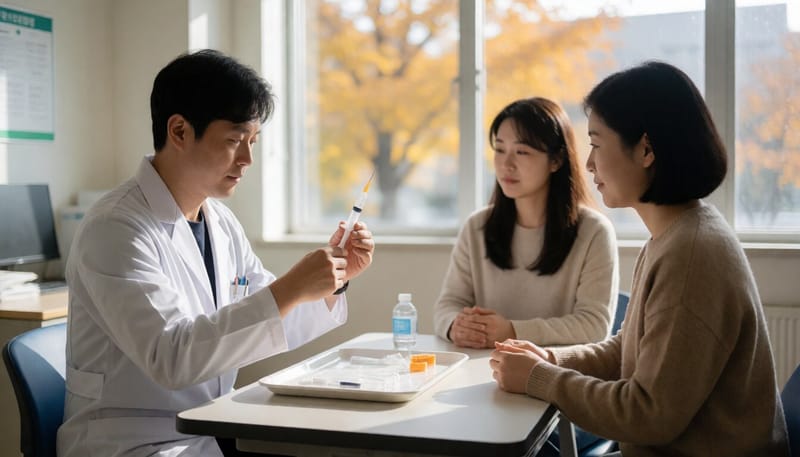 가을철 병원에서 백신을 준비하는 의료진의 모습