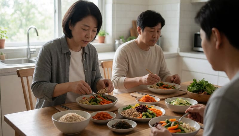 식이섬유가 풍부한 식사를 준비하는 모습