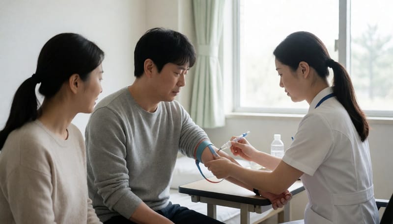 정기 혈액검사를 받는 환자의 모습