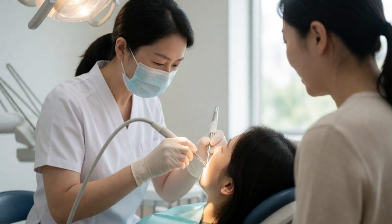 스케일링 치료를 받는 환자의 모습
