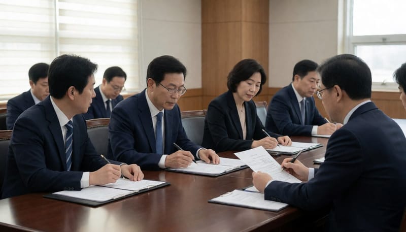중앙 정부와 지방자치단체 관계자들이 회의실에서 협력회의를 진행하는 모습