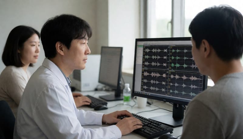 뇌파 데이터를 분석하는 연구원의 모습