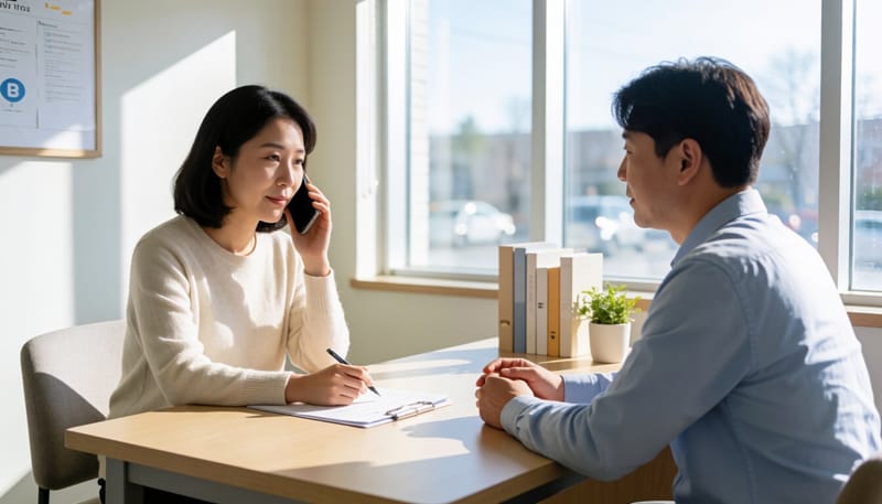 상담전화로 도움을 요청하는 여성의 모습