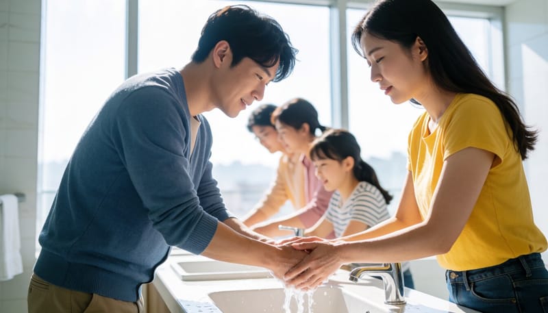 손을 씻고 있는 남성의 모습