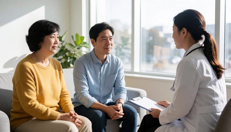 정신건강의학과에서 상담을 받는 성인의 모습