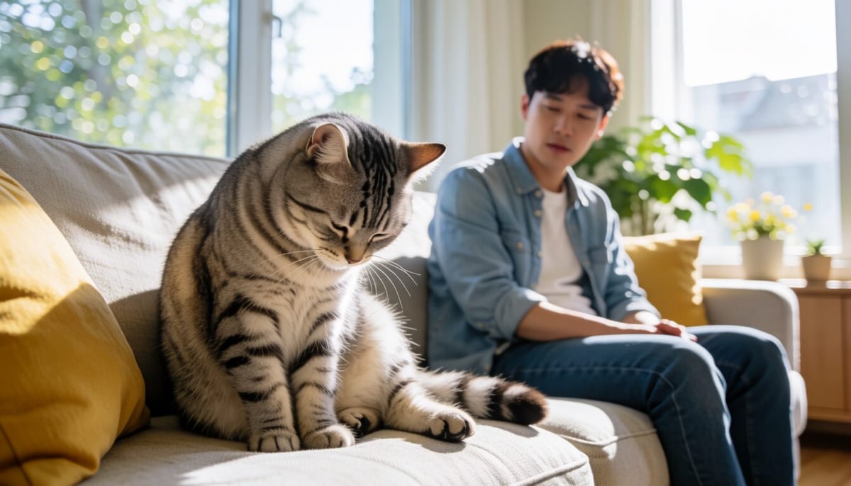 반려묘 배 부위 탈모, 스트레스성 과다그루밍 확인해야