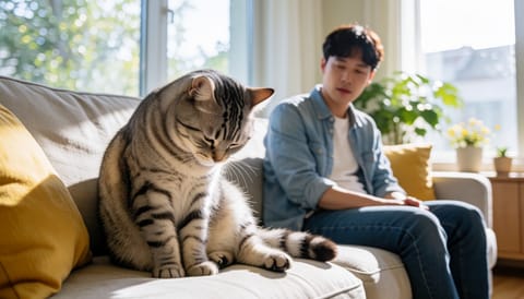 반려묘 배 부위 탈모, 스트레스성 과다그루밍 확인해야