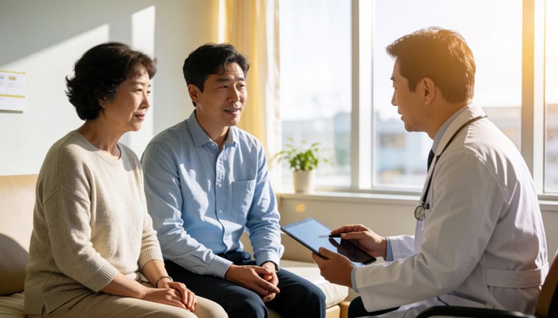 병원에서 의료진과 상담하는 환자의 모습