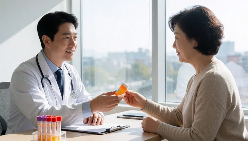 의료진과 상담 후 철분제를 처방받는 환자