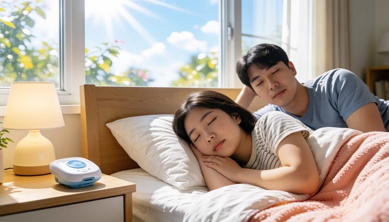 침대 옆에 놓인 배뇨 알람 장치
