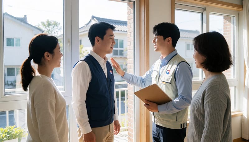 복지 담당자가 위기가구로 추정되는 가정을 방문하는 모습