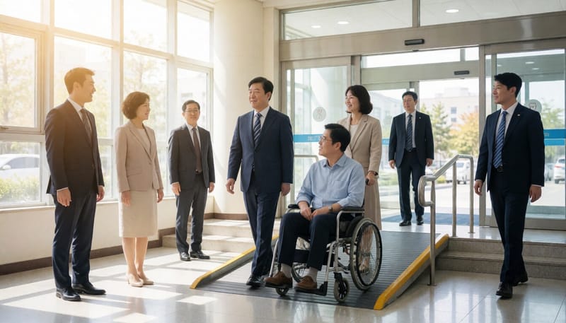 장애친화 의료환경을 둘러보는 현장 방문 모습