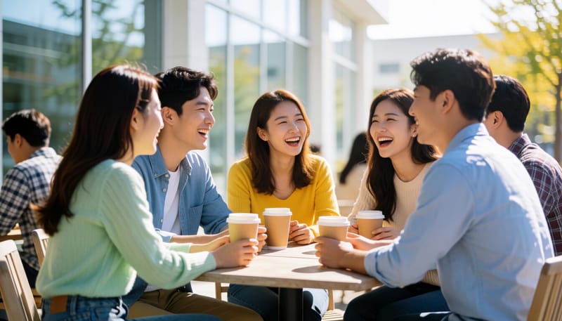 청년들이 모여 대화를 나누는 사회적 모임 모습