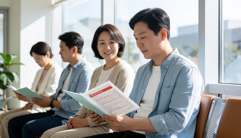 혈액검사 결과를 확인하는 환자의 모습