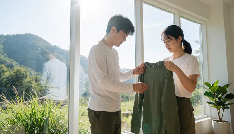 야외활동 후 몸을 살펴보는 모습