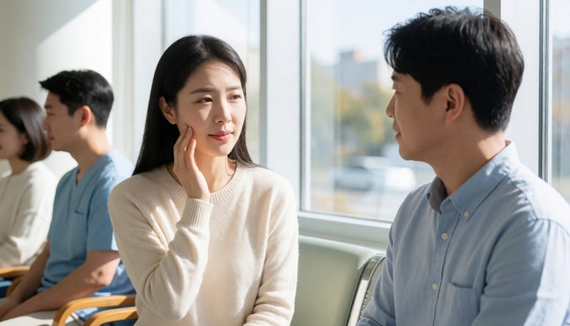 산부인과 진료를 기다리는 여성의 모습