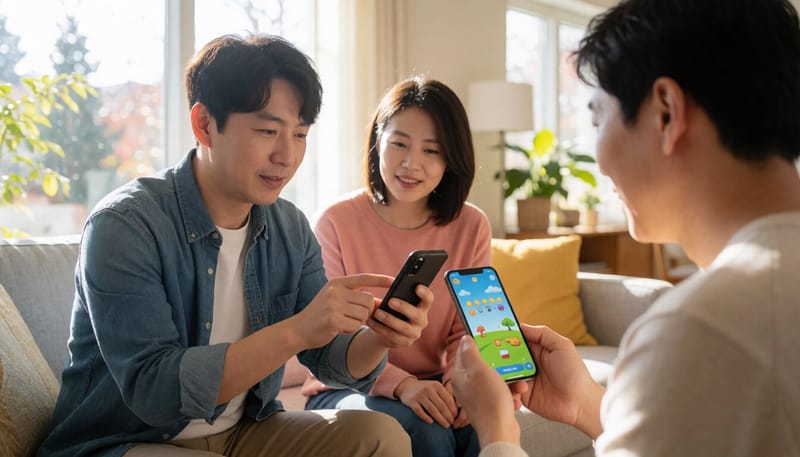 한 환자가 스마트폰 애플리케이션으로 인지행동치료 프로그램을 이용하는 모습