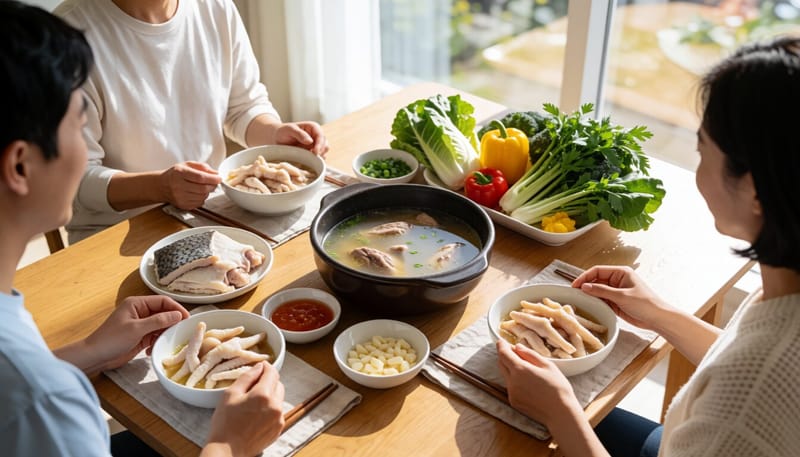콜라겐이 풍부한 식재료들을 늘어놓은 모습