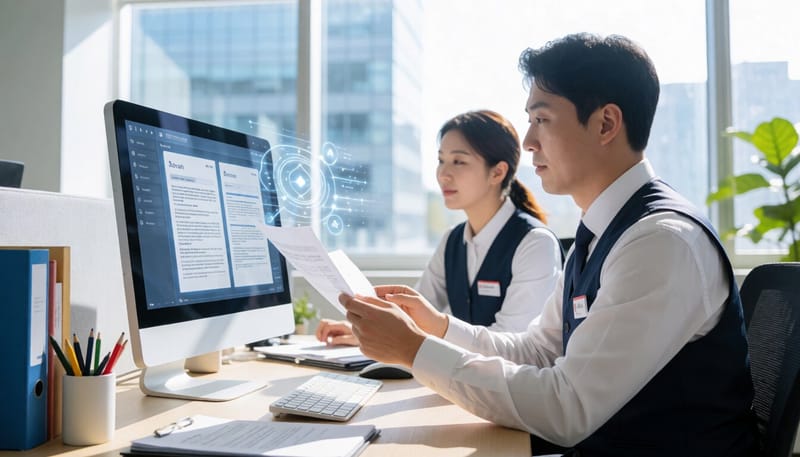 AI 보조기능을 활용해 서류를 검토하는 공무원의 모습