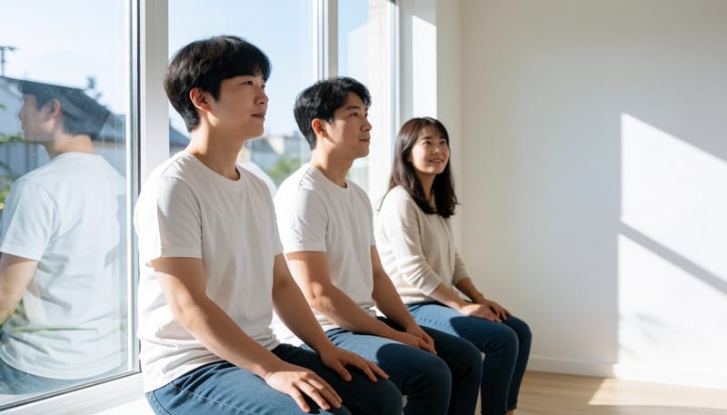 창가에서 월시트 자세를 꾸준히 유지하는 모습