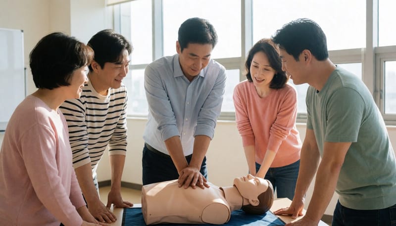 지역 보건소에서 열린 심폐소생술 교육 현장