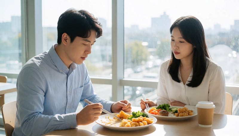 기름진 식사 후 배를 만지는 남성