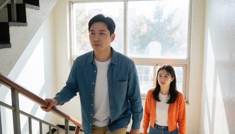 계단을 오르는 남성의 모습
