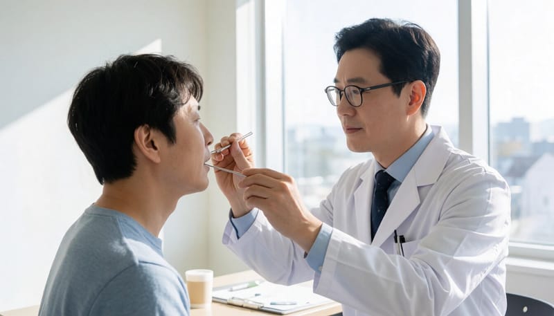 이비인후과에서 진료받는 환자의 모습