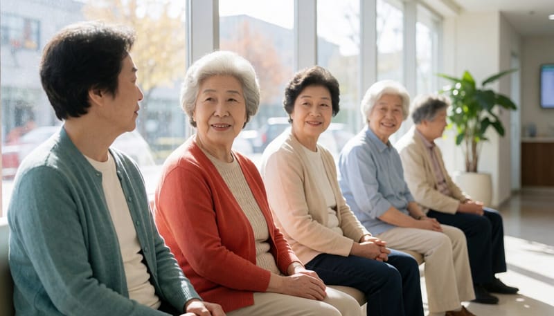 보건소에서 접종 순서를 기다리는 어르신들
