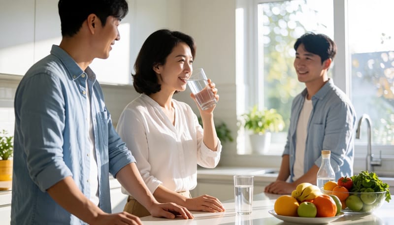 물을 마시는 여성의 모습