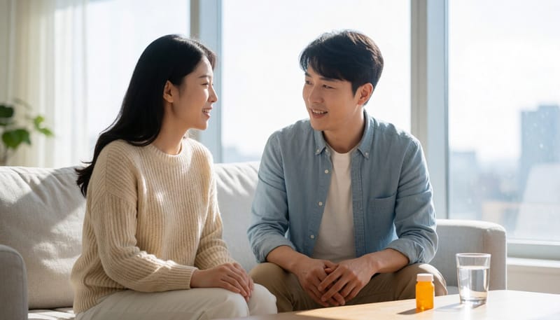 생리통으로 아랫배를 감싸고 있는 여성의 모습