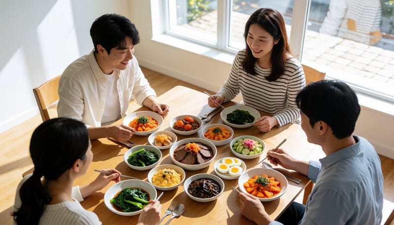 철분이 풍부한 음식들이 식탁 위에 차려진 모습