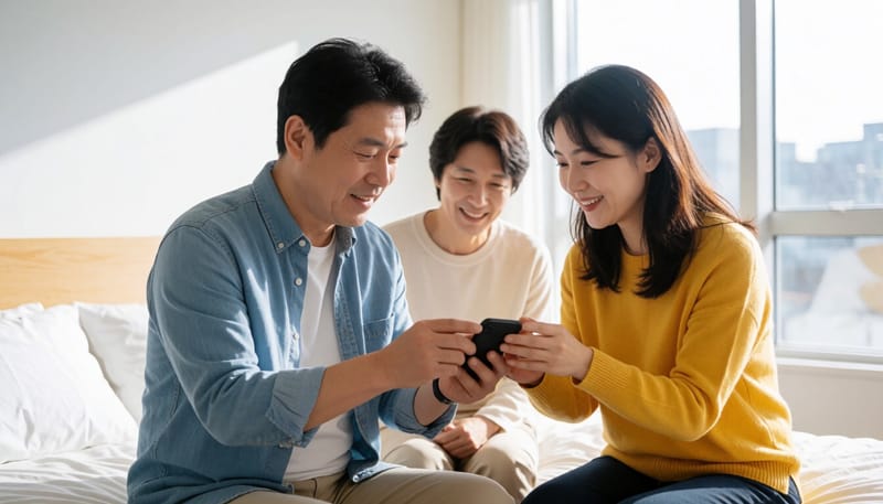 발 감각을 손으로 확인해보는 모습